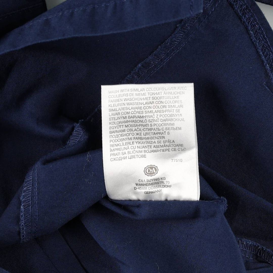 C and A CLOCKHOUSE Skipper Collar Long Sleeve Blouse (Women's Size XS) cotton navy blue type Vintage Second Hand
