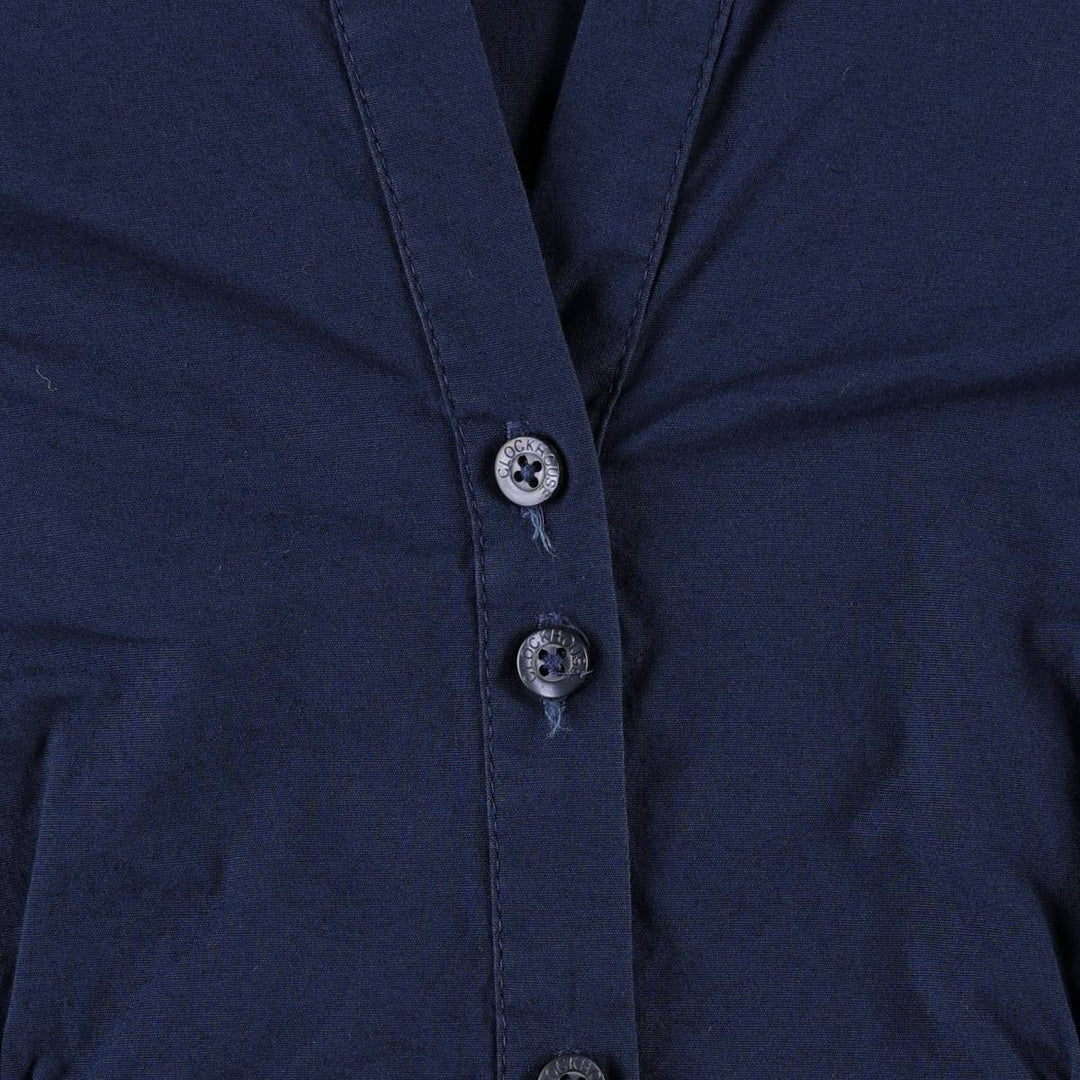 C and A CLOCKHOUSE Skipper Collar Long Sleeve Blouse (Women's Size XS) cotton navy blue type Vintage Second Hand