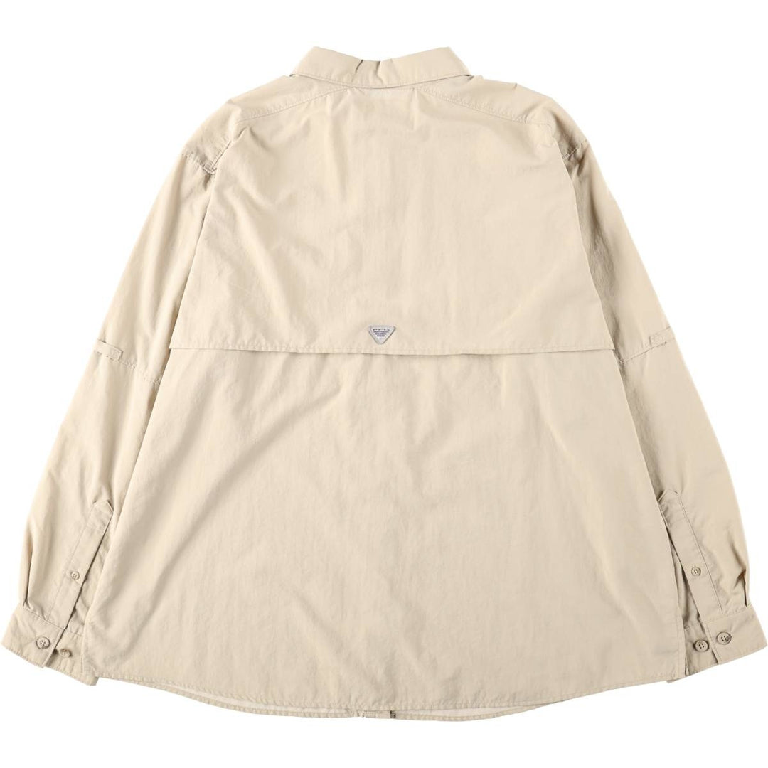 Columbia PFG Button-Down Long-Sleeve Fishing Shirt (Women's Size XL) Nylon Beige type Vintage Second Hand