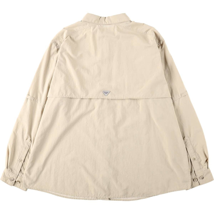 Columbia PFG Button-Down Long-Sleeve Fishing Shirt (Women's Size XL) Nylon Beige type Vintage Second Hand