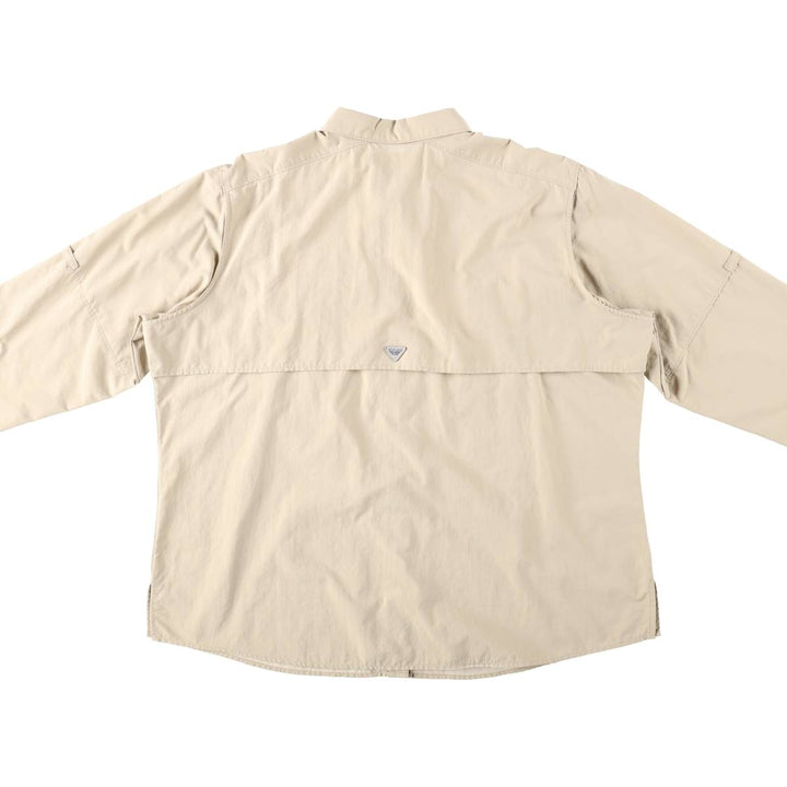 Columbia PFG Button-Down Long-Sleeve Fishing Shirt (Women's Size XL) Nylon Beige type Vintage Second Hand