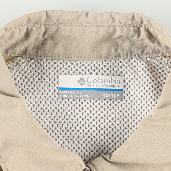 Columbia PFG Button-Down Long-Sleeve Fishing Shirt (Women's Size XL) Nylon Beige type Vintage Second Hand