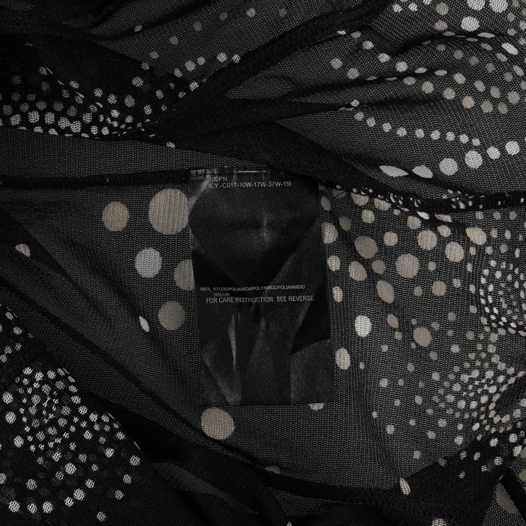MEXX All-over print half-button long-sleeve sheer shirt, women's size S (approx.) Nylon black type Vintage Second Hand