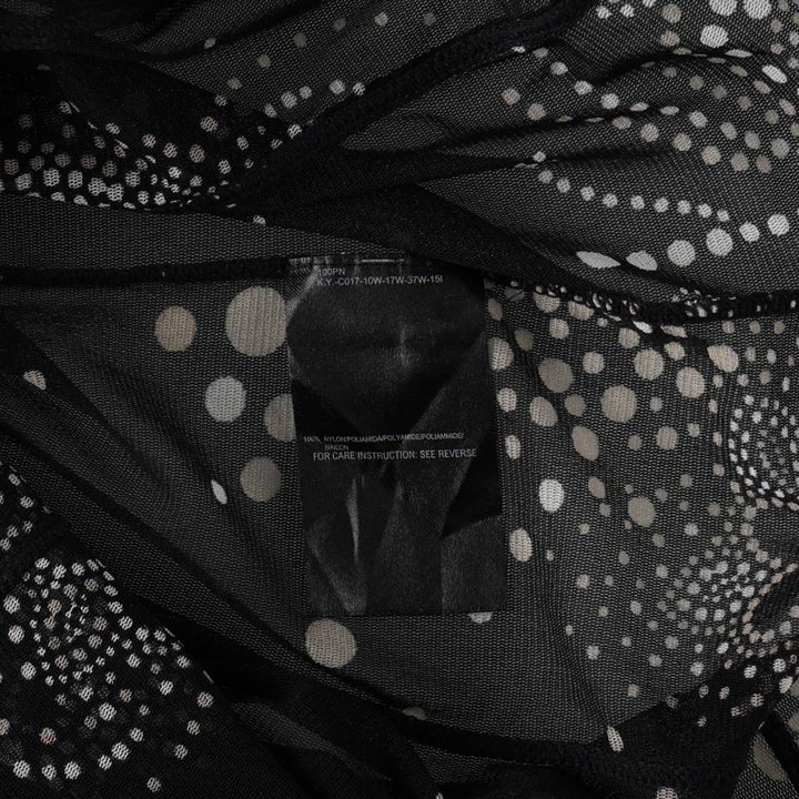 MEXX All-over print half-button long-sleeve sheer shirt, women's size S (approx.) Nylon black type Vintage Second Hand