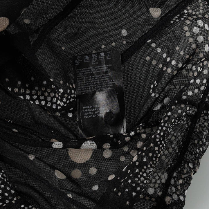 MEXX All-over print half-button long-sleeve sheer shirt, women's size S (approx.) Nylon black type Vintage Second Hand
