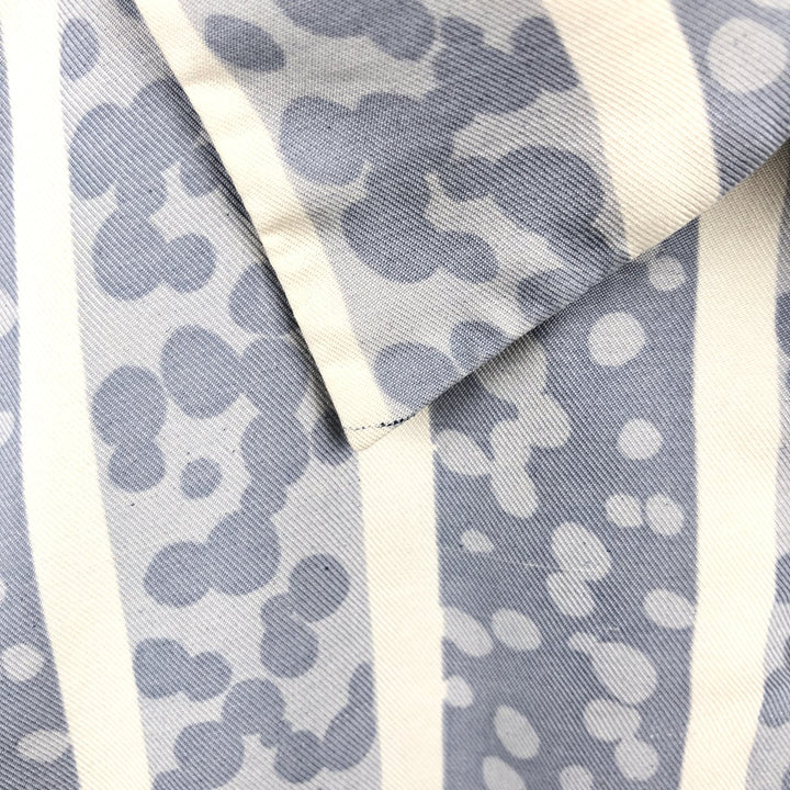SILK ICON All-over Stripe Pattern Short-Sleeve Open Collar Silk Shirt Box Shirt Women's Size L silk Blue type light blue Vintage Second Hand