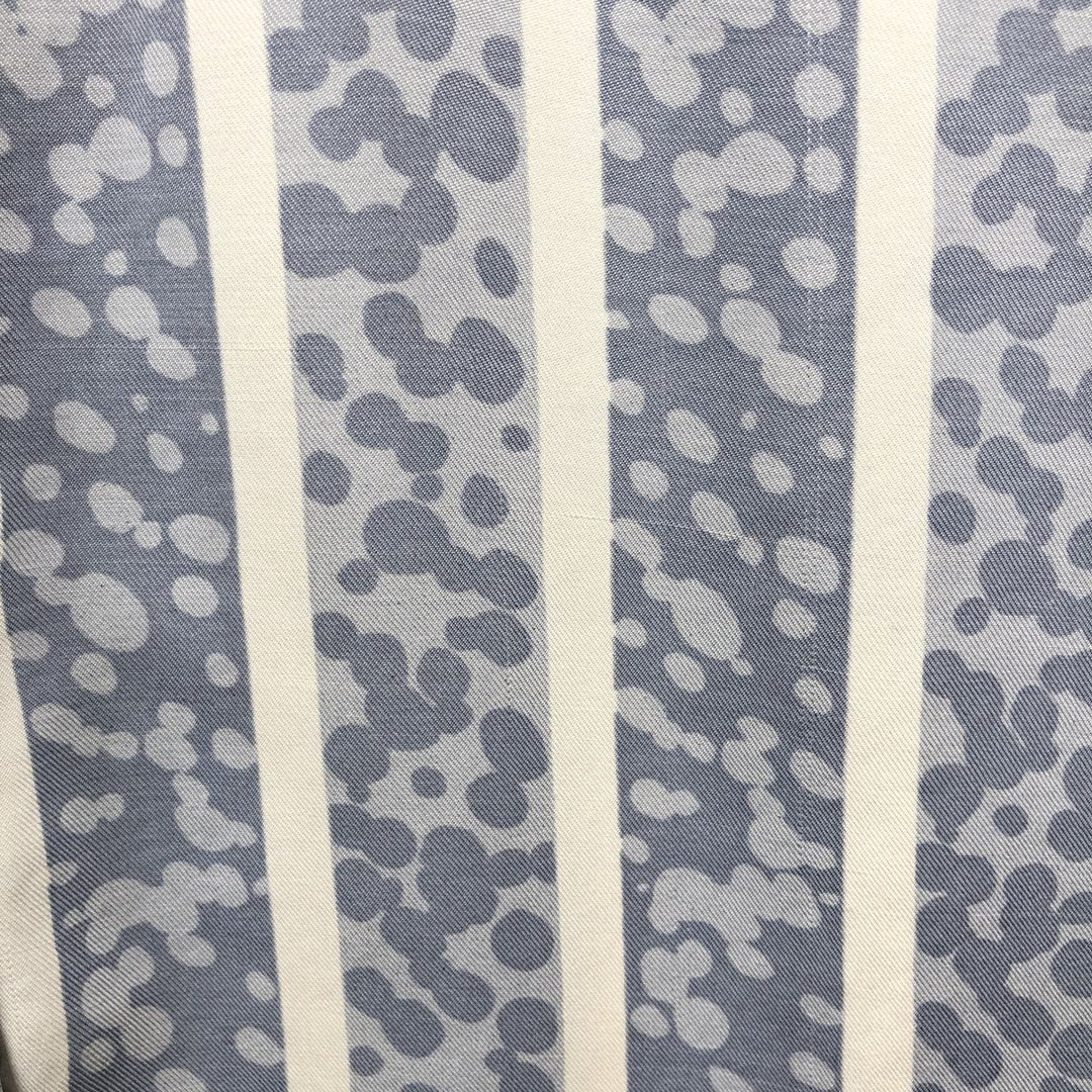 SILK ICON All-over Stripe Pattern Short-Sleeve Open Collar Silk Shirt Box Shirt Women's Size L silk Blue type light blue Vintage Second Hand