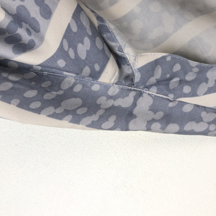 SILK ICON All-over Stripe Pattern Short-Sleeve Open Collar Silk Shirt Box Shirt Women's Size L silk Blue type light blue Vintage Second Hand