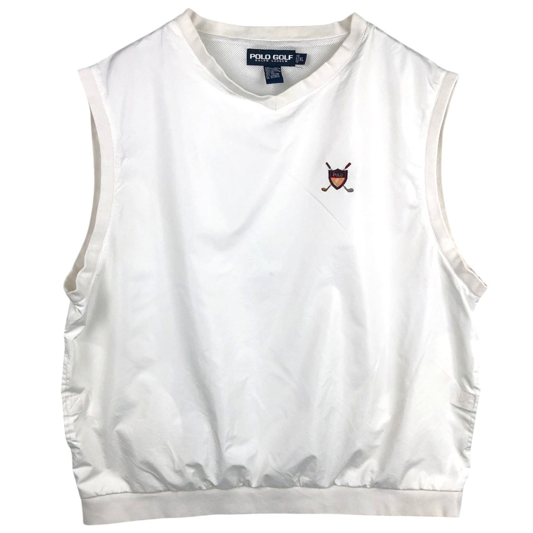 Ralph Lauren POLO GOLF V-neck warm-up vest, men's size XL equivalent. polyester white type Vintage Second Hand