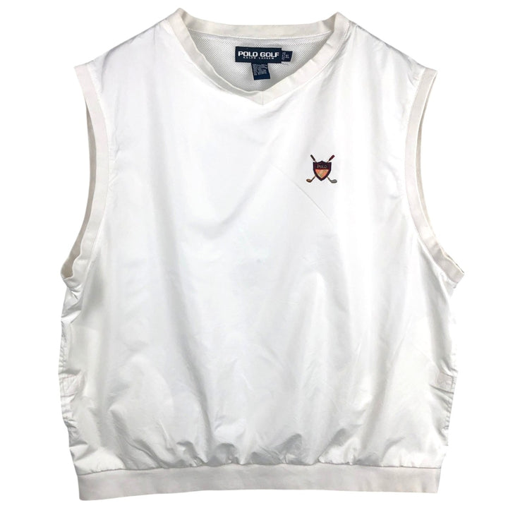 Ralph Lauren POLO GOLF V-neck warm-up vest, men's size XL equivalent. polyester white type Vintage Second Hand