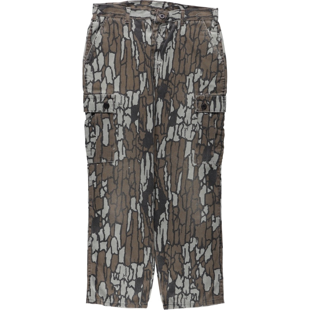 Walls Camouflage Pattern Treebark Camo Cargo Pants, Made in USA, Men's W36 (approx.) polyester brown type Vintage Second Hand
