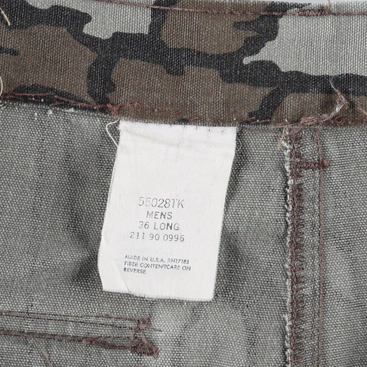Walls Camouflage Pattern Treebark Camo Cargo Pants, Made in USA, Men's W36 (approx.) polyester brown type Vintage Second Hand