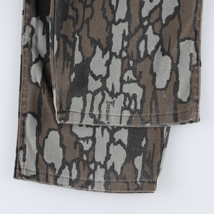 Walls Camouflage Pattern Treebark Camo Cargo Pants, Made in USA, Men's W36 (approx.) polyester brown type Vintage Second Hand