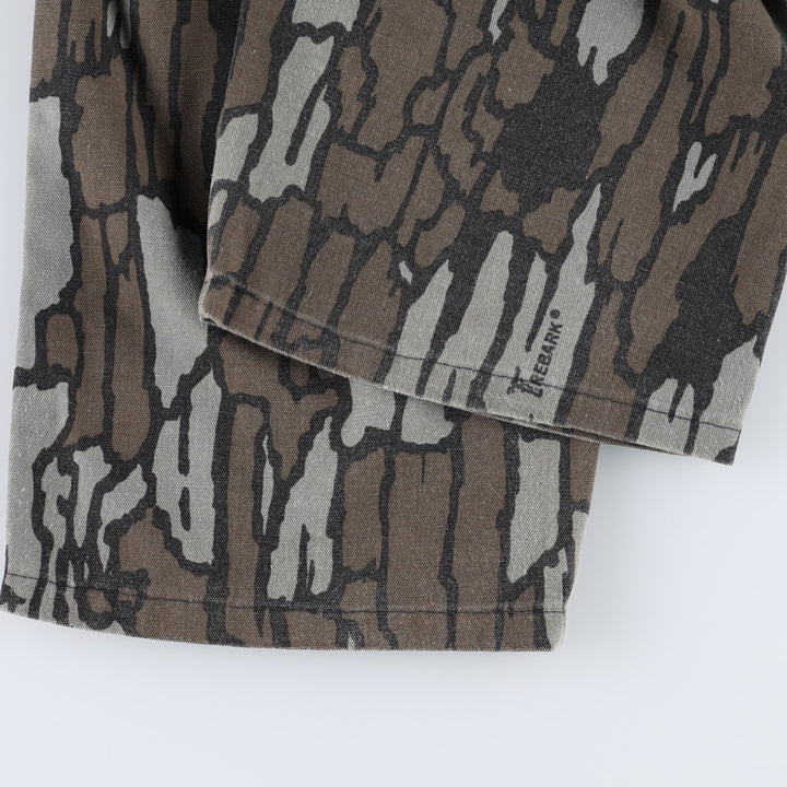 Walls Camouflage Pattern Treebark Camo Cargo Pants, Made in USA, Men's W36 (approx.) polyester brown type Vintage Second Hand
