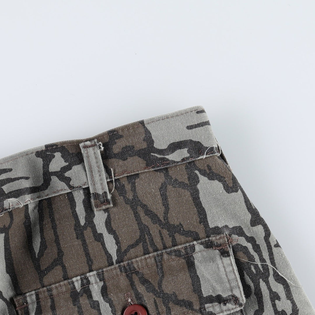 Walls Camouflage Pattern Treebark Camo Cargo Pants, Made in USA, Men's W36 (approx.) polyester brown type Vintage Second Hand