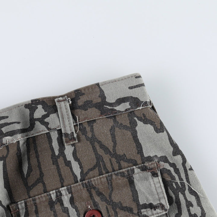 Walls Camouflage Pattern Treebark Camo Cargo Pants, Made in USA, Men's W36 (approx.) polyester brown type Vintage Second Hand