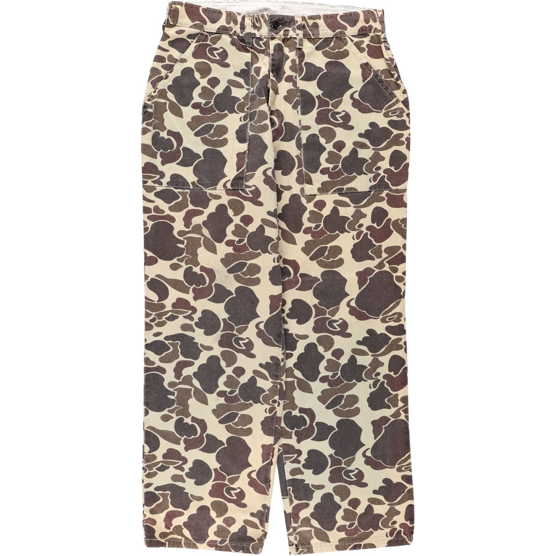 Winchester camouflage pattern duck hunter camo military baker pants, men's size W33 (approx.) cotton brown type Vintage Second Hand