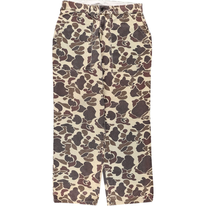 Winchester camouflage pattern duck hunter camo military baker pants, men's size W33 (approx.) cotton brown type Vintage Second Hand