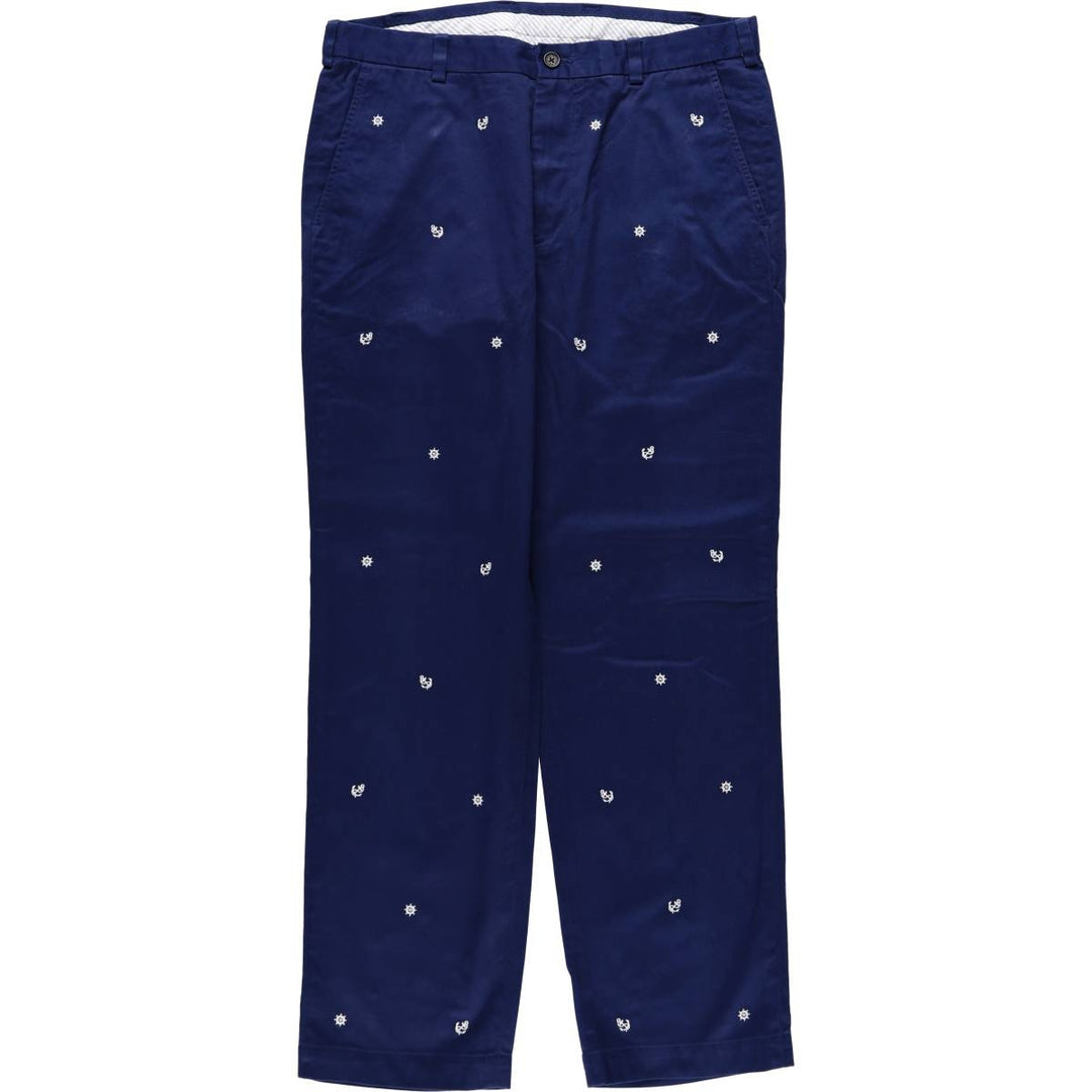 Brooks Brothers CLARK all-over print chino pants, men's size W36 (approx.) cotton navy blue type Vintage Second Hand