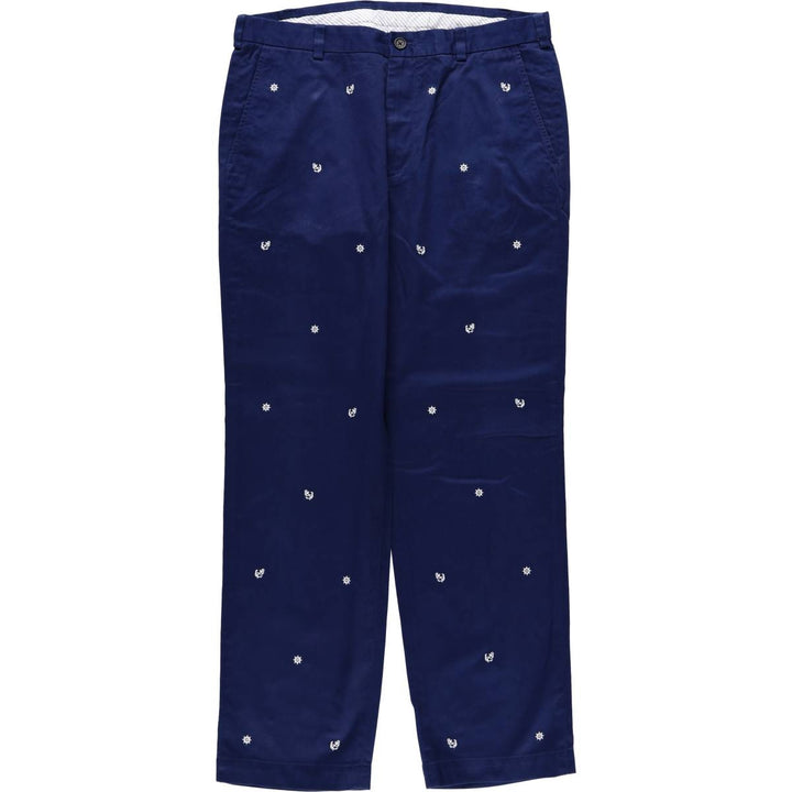 Brooks Brothers CLARK all-over print chino pants, men's size W36 (approx.) cotton navy blue type Vintage Second Hand