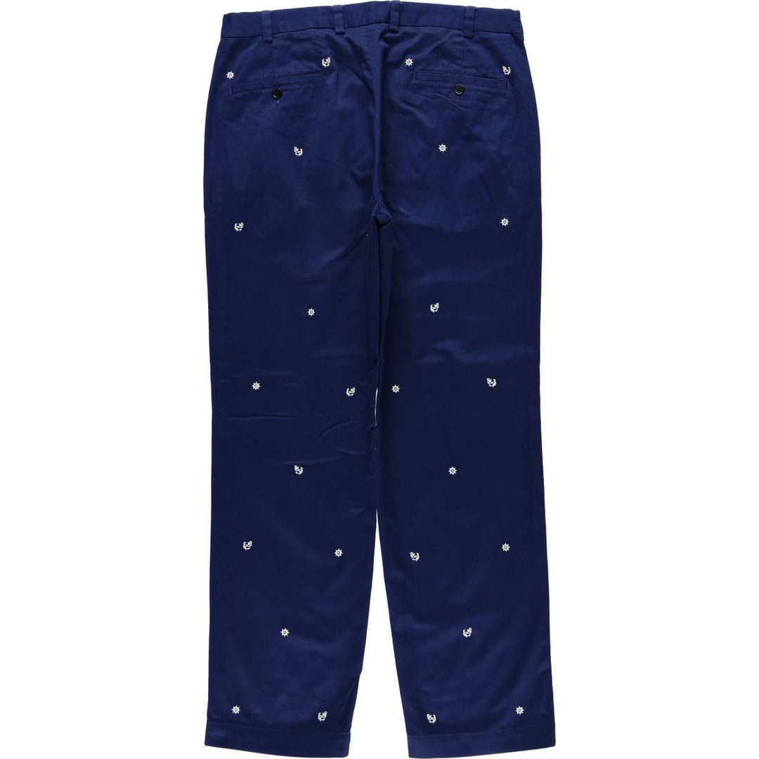 Brooks Brothers CLARK all-over print chino pants, men's size W36 (approx.) cotton navy blue type Vintage Second Hand