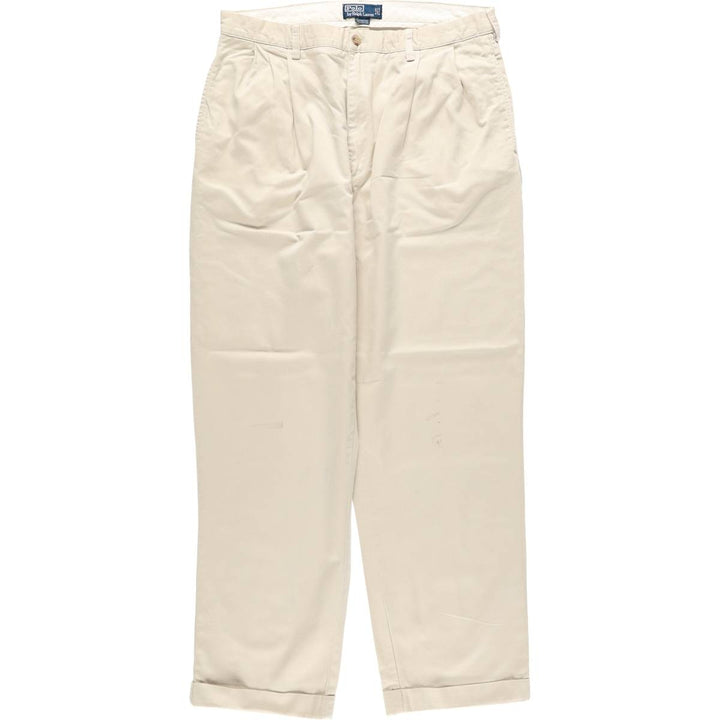 Ralph Lauren POLO by Ralph Lauren HAMMOND PANT, two-pleat chino pants, men's w36 equivalent cotton Beige type Vintage Second Hand