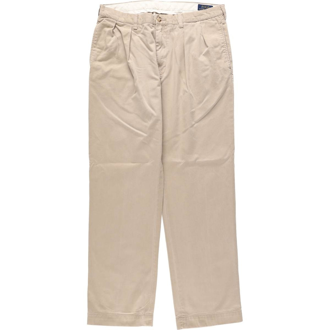 Ralph Lauren POLO RALPH LAUREN CLASSIC FIT PLEATED Two-Pleat Chino Pants, Men's Size W35 (approx.) cotton beige type brown Vintage Second Hand