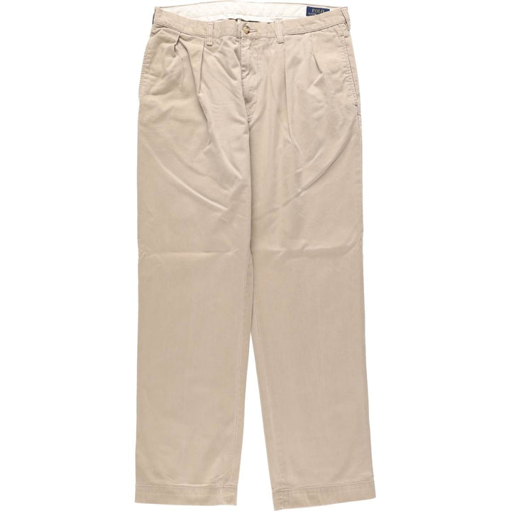 Ralph Lauren POLO RALPH LAUREN CLASSIC FIT PLEATED Two-Pleat Chino Pants, Men's Size W35 (approx.) cotton beige type brown Vintage Second Hand