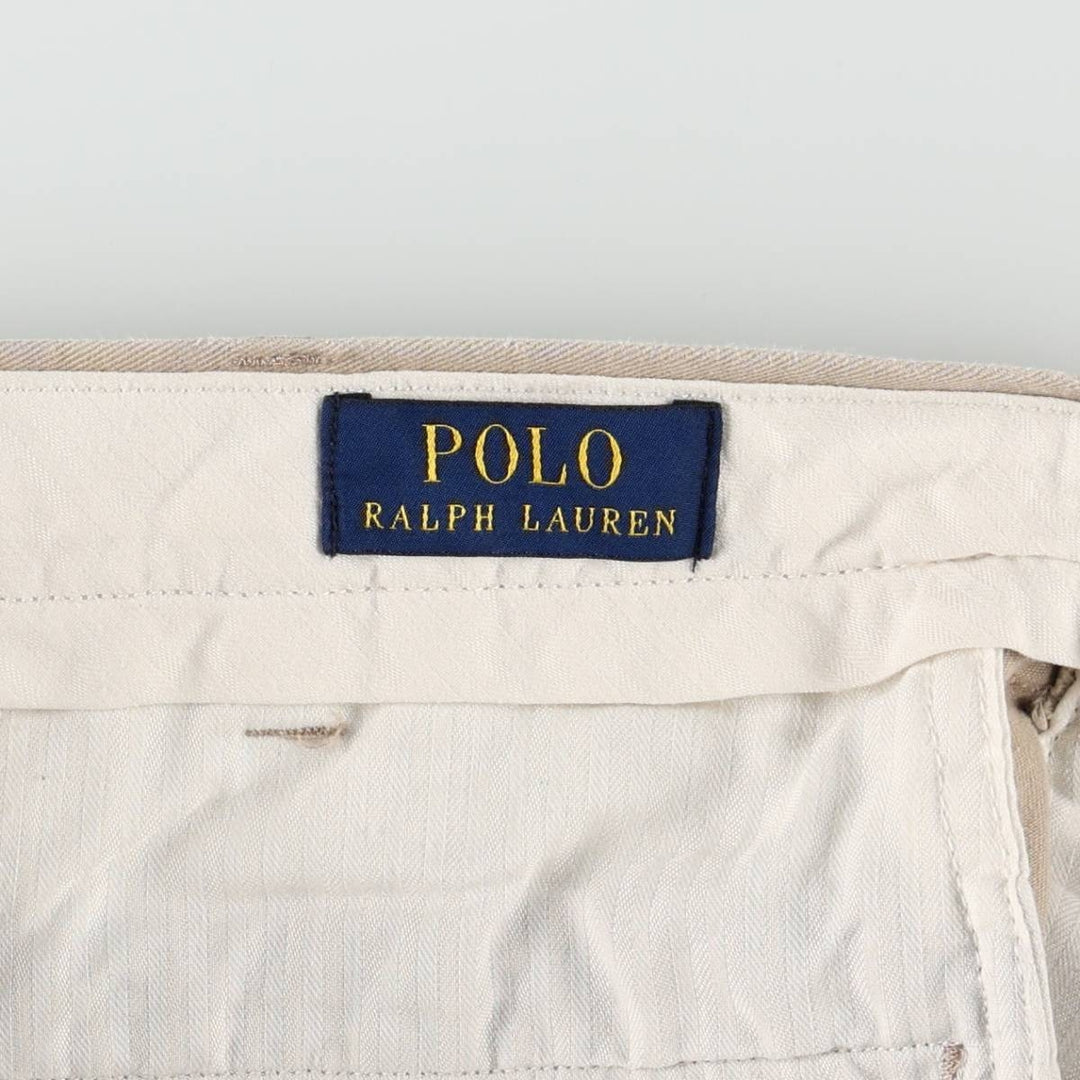 Ralph Lauren POLO RALPH LAUREN CLASSIC FIT PLEATED Two-Pleat Chino Pants, Men's Size W35 (approx.) cotton beige type brown Vintage Second Hand