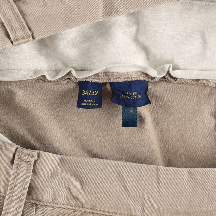 Ralph Lauren POLO RALPH LAUREN CLASSIC FIT PLEATED Two-Pleat Chino Pants, Men's Size W35 (approx.) cotton beige type brown Vintage Second Hand