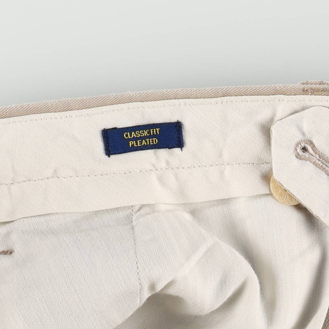 Ralph Lauren POLO RALPH LAUREN CLASSIC FIT PLEATED Two-Pleat Chino Pants, Men's Size W35 (approx.) cotton beige type brown Vintage Second Hand