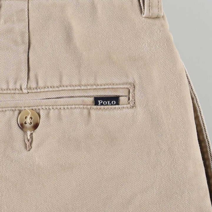 Ralph Lauren POLO RALPH LAUREN CLASSIC FIT PLEATED Two-Pleat Chino Pants, Men's Size W35 (approx.) cotton beige type brown Vintage Second Hand