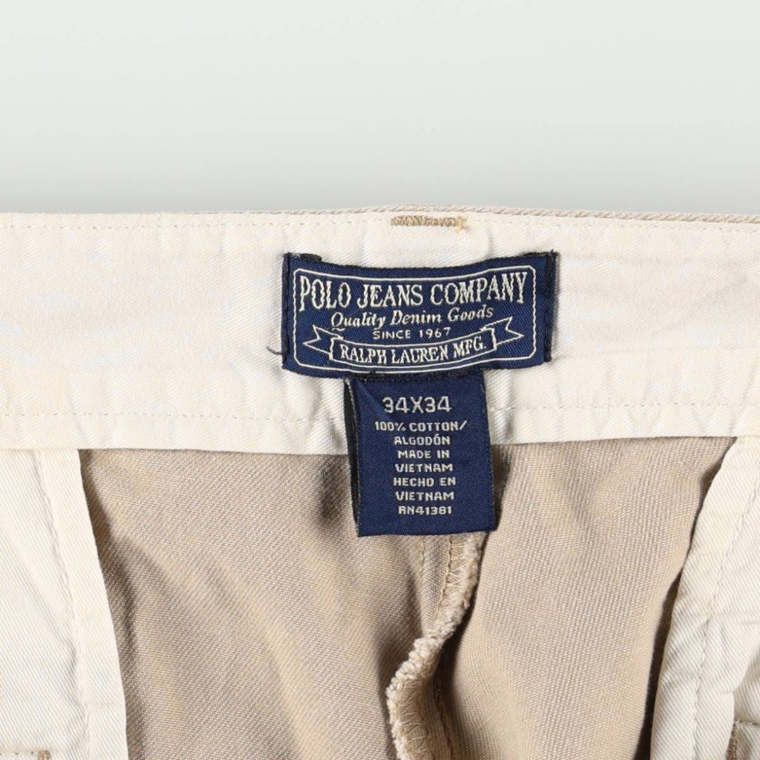 2000'S Ralph Lauren POLO JEANS COMPANY Chino Pants, Men's Size W34 (approx.) cotton Beige type Vintage Second Hand