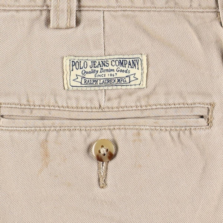 2000'S Ralph Lauren POLO JEANS COMPANY Chino Pants, Men's Size W34 (approx.) cotton Beige type Vintage Second Hand