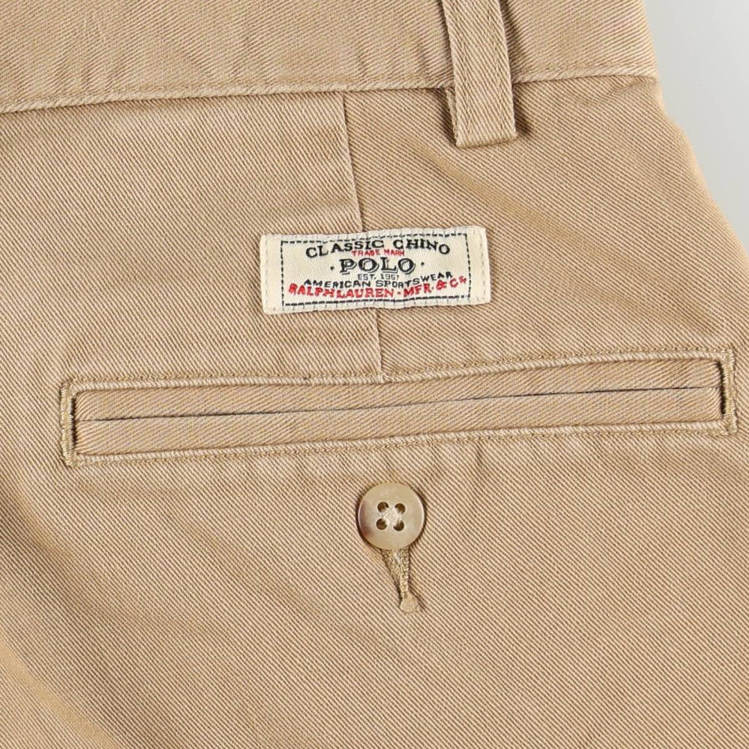 Ralph Lauren POLO by Ralph Lauren ANDREW PANT, two-pleat chino pants, men's, W32 equivalent cotton beige type brown Vintage Second Hand
