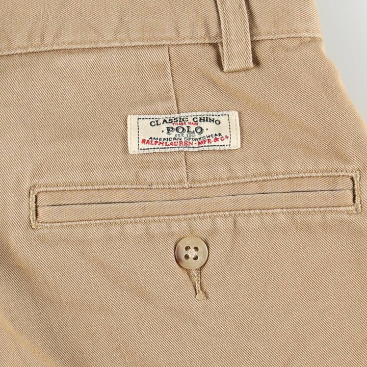 Ralph Lauren POLO by Ralph Lauren ANDREW PANT, two-pleat chino pants, men's, W32 equivalent cotton beige type brown Vintage Second Hand