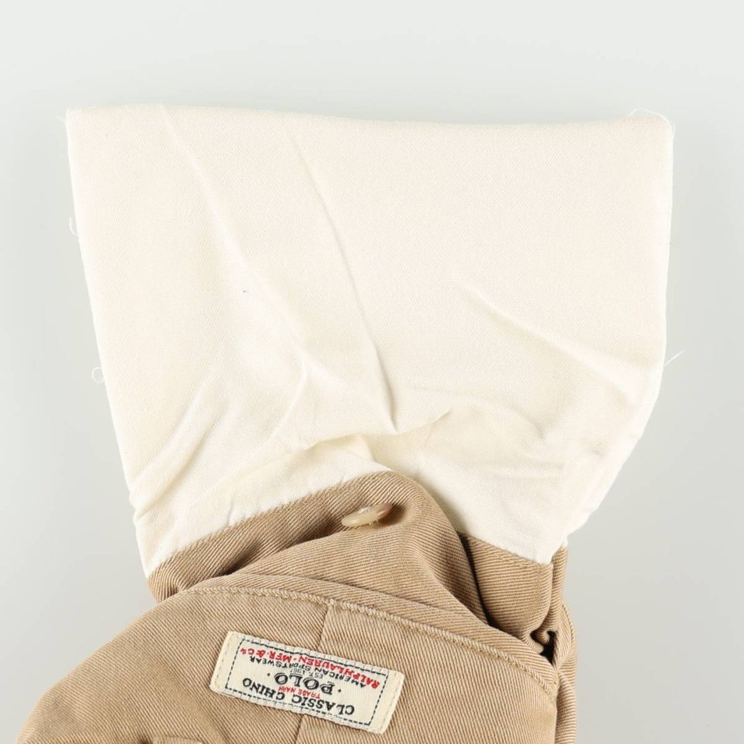 Ralph Lauren POLO by Ralph Lauren ANDREW PANT, two-pleat chino pants, men's, W32 equivalent cotton beige type brown Vintage Second Hand