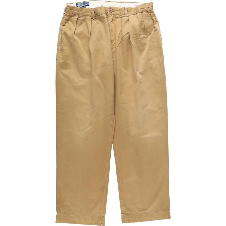 Ralph Lauren POLO by Ralph Lauren ETHAN PANT, two-pleat chino pants, men's size W35 cotton brick settler Vintage Second Hand