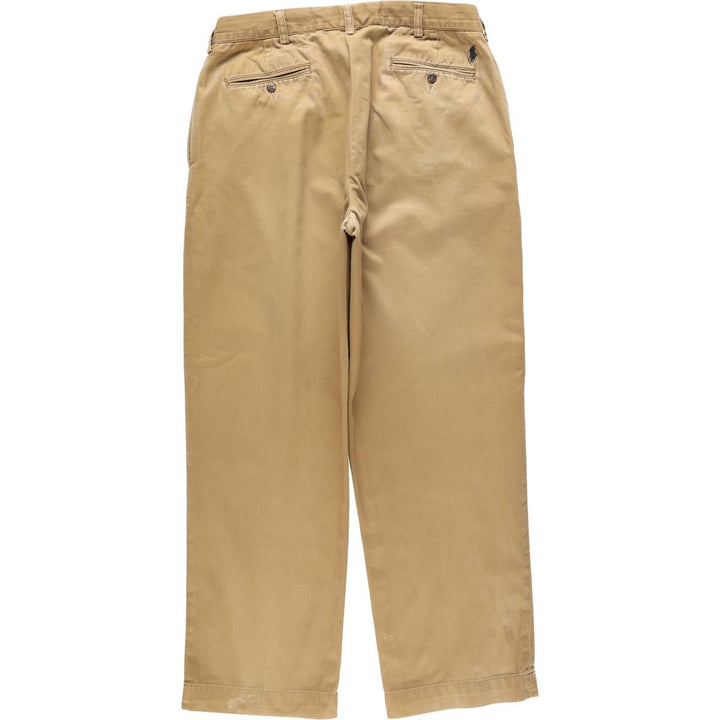 Ralph Lauren POLO by Ralph Lauren ETHAN PANT, two-pleat chino pants, men's size W35 cotton brick settler Vintage Second Hand