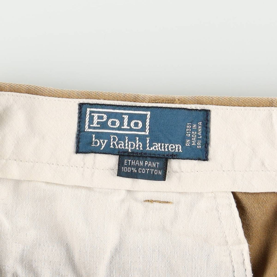 Ralph Lauren POLO by Ralph Lauren ETHAN PANT, two-pleat chino pants, men's size W35 cotton brick settler Vintage Second Hand