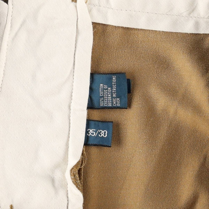 Ralph Lauren POLO by Ralph Lauren ETHAN PANT, two-pleat chino pants, men's size W35 cotton brick settler Vintage Second Hand