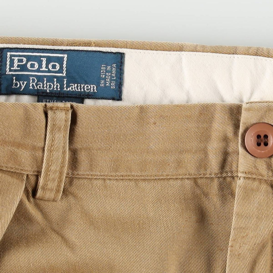 Ralph Lauren POLO by Ralph Lauren ETHAN PANT, two-pleat chino pants, men's size W35 cotton brick settler Vintage Second Hand