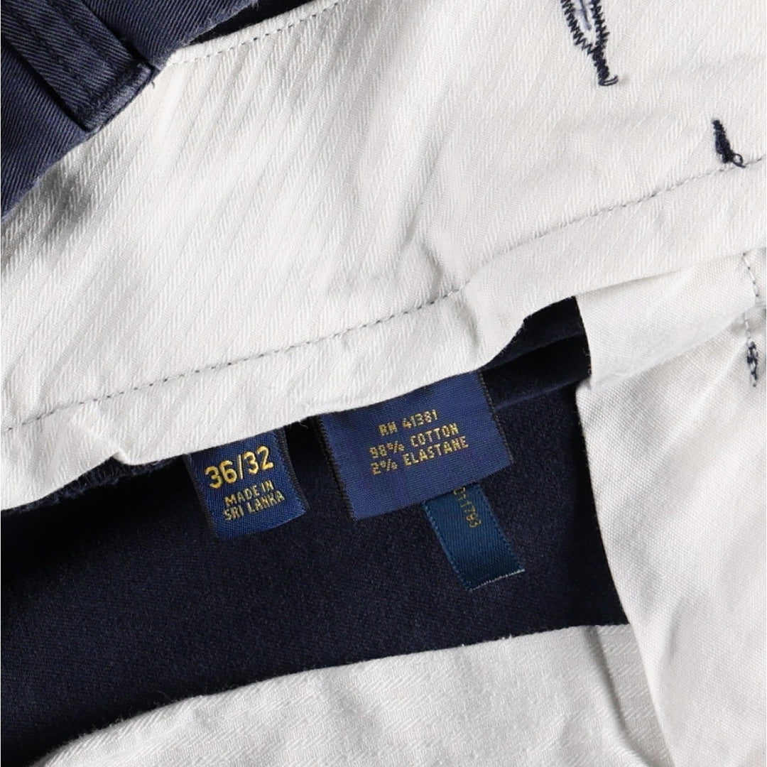 Ralph Lauren POLO RALPH LAUREN STRETCH CLASSIC FIT Chino Pants, Men's W37 (approx.) cotton navy blue type Vintage Second Hand