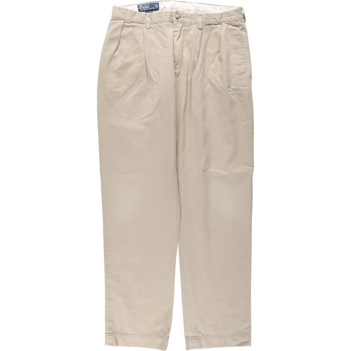Ralph Lauren POLO by Ralph Lauren ETHAN PANT Two-pleat chino pants for men, size W34 cotton Beige type Vintage Second Hand