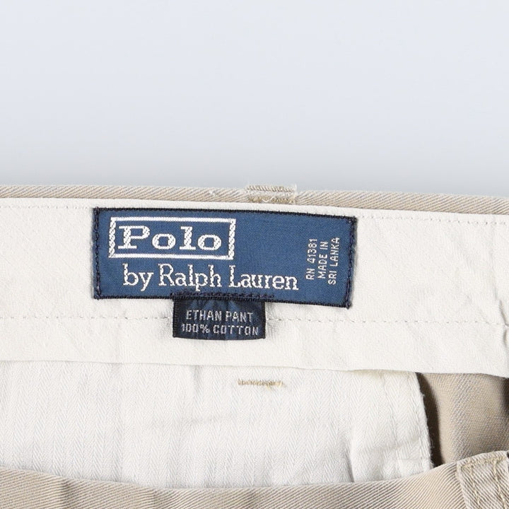 Ralph Lauren POLO by Ralph Lauren ETHAN PANT Two-pleat chino pants for men, size W34 cotton Beige type Vintage Second Hand
