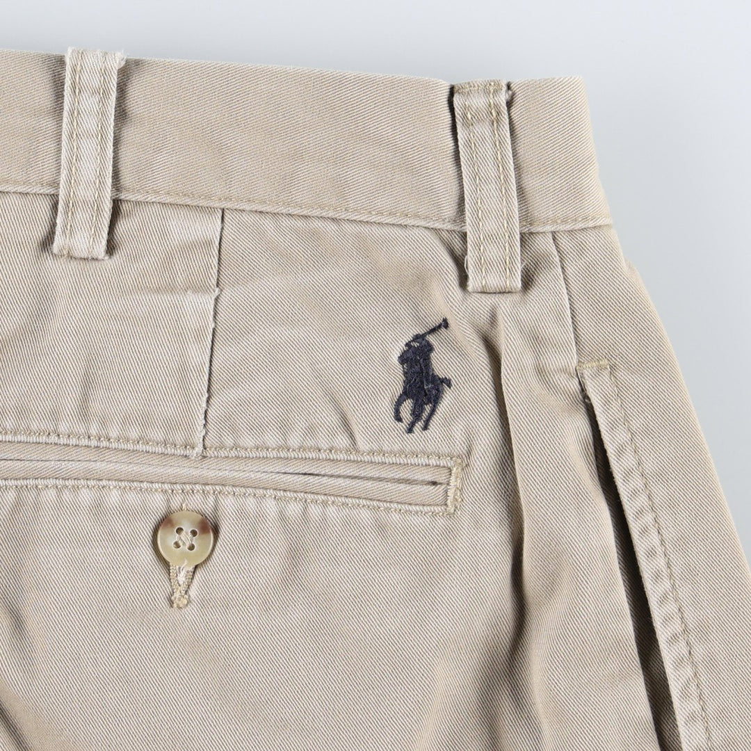 Ralph Lauren POLO by Ralph Lauren ETHAN PANT Two-pleat chino pants for men, size W34 cotton Beige type Vintage Second Hand