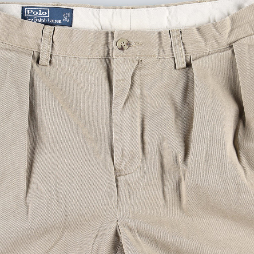 Ralph Lauren POLO by Ralph Lauren ETHAN PANT Two-pleat chino pants for men, size W34 cotton Beige type Vintage Second Hand