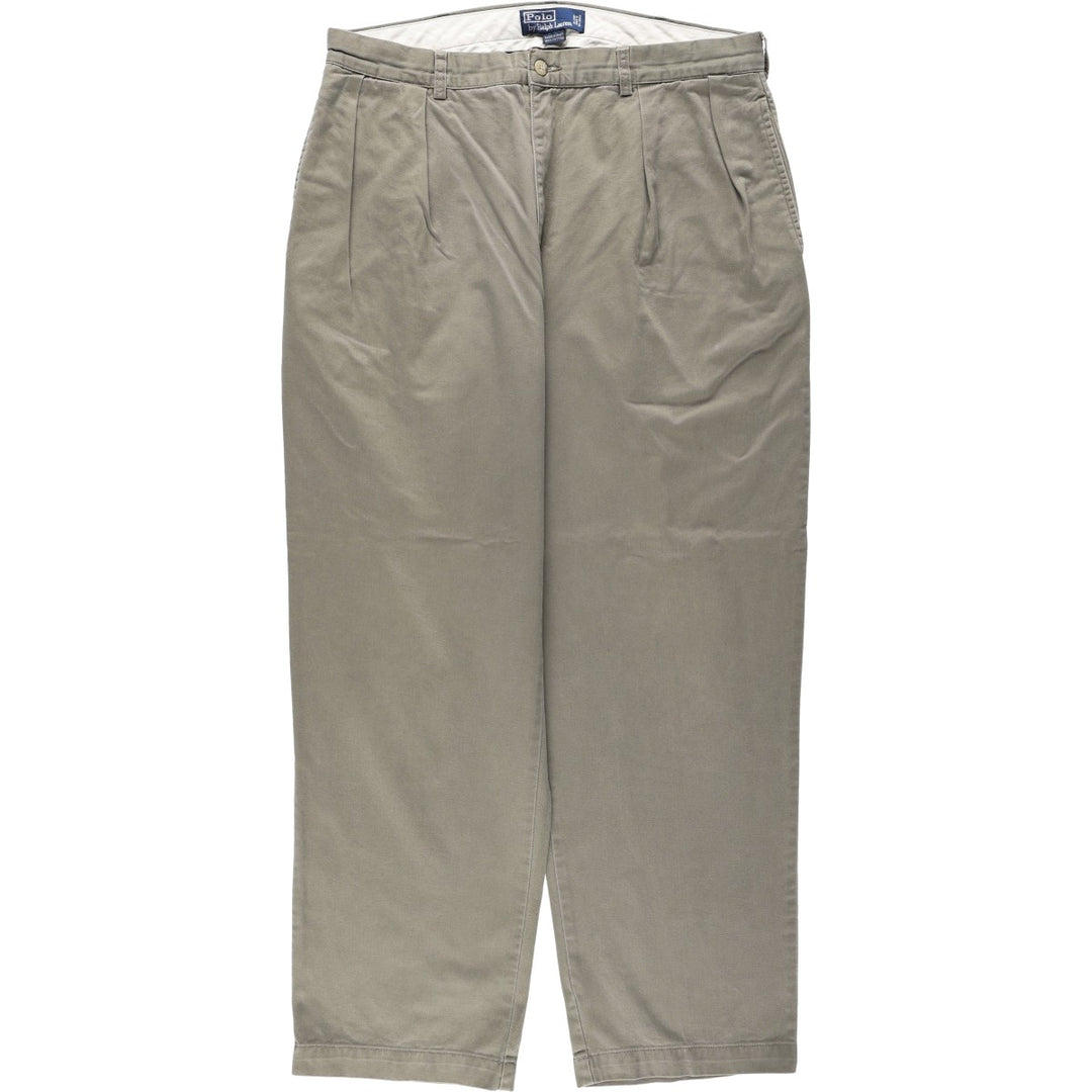 Ralph Lauren POLO by Ralph Lauren ANDREW PANT, two-pleat chino pants, men's, W35 equivalent cotton Khaki type brown Vintage Second Hand