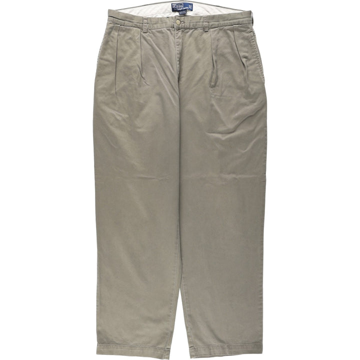 Ralph Lauren POLO by Ralph Lauren ANDREW PANT, two-pleat chino pants, men's, W35 equivalent cotton Khaki type brown Vintage Second Hand