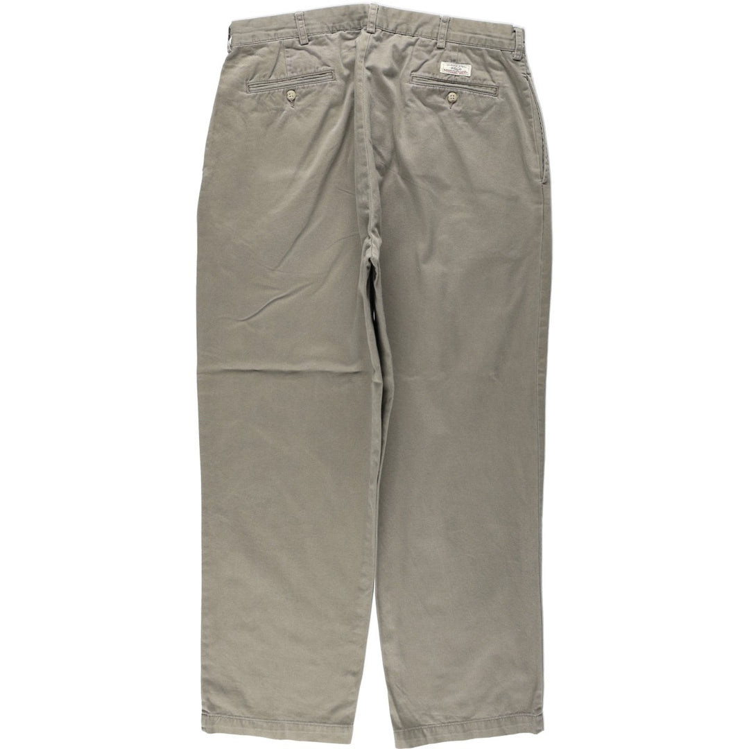 Ralph Lauren POLO by Ralph Lauren ANDREW PANT, two-pleat chino pants, men's, W35 equivalent cotton Khaki type brown Vintage Second Hand